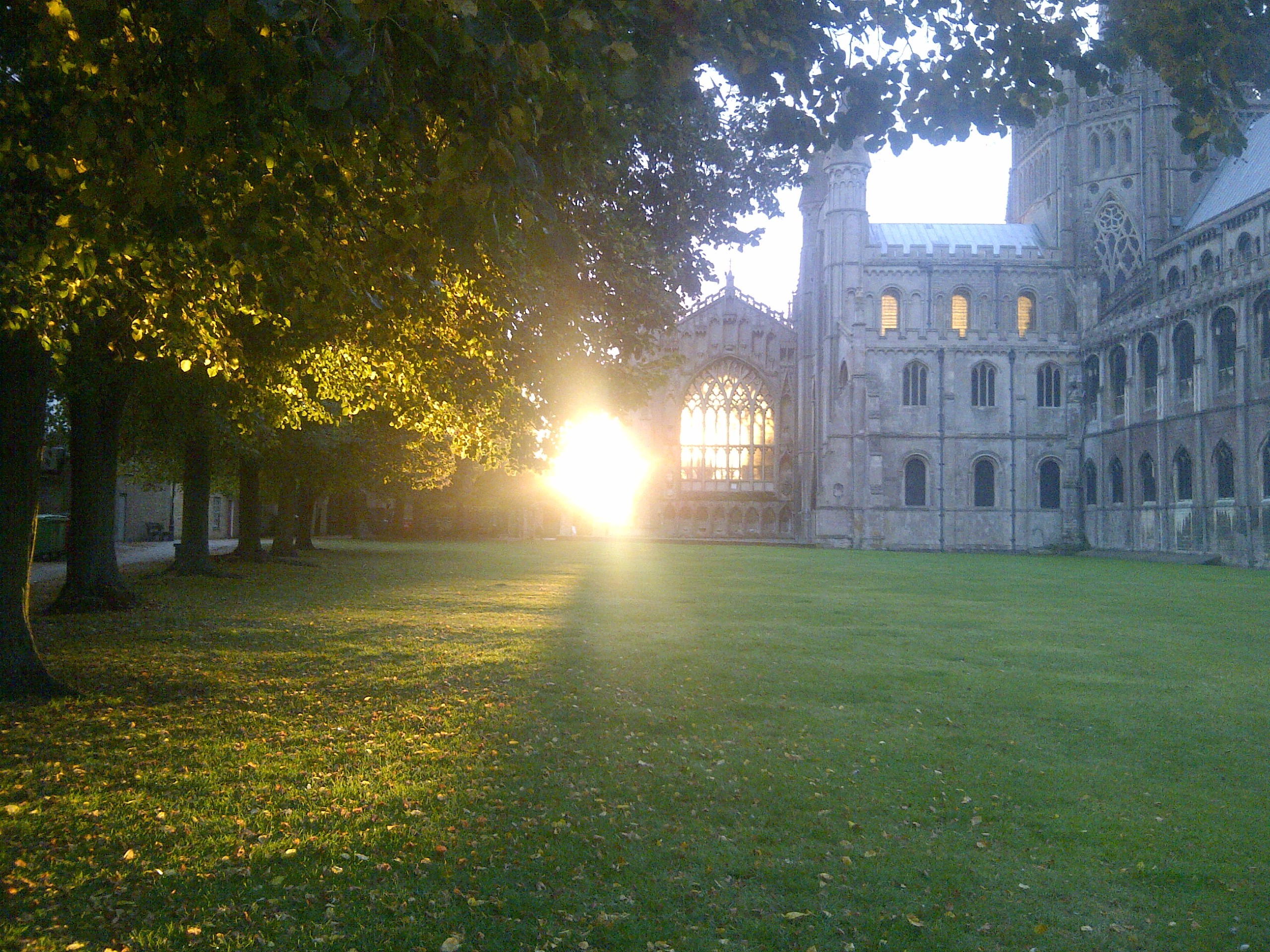 Ely cathedral with the sun rising