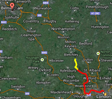Map showing route taken so far...