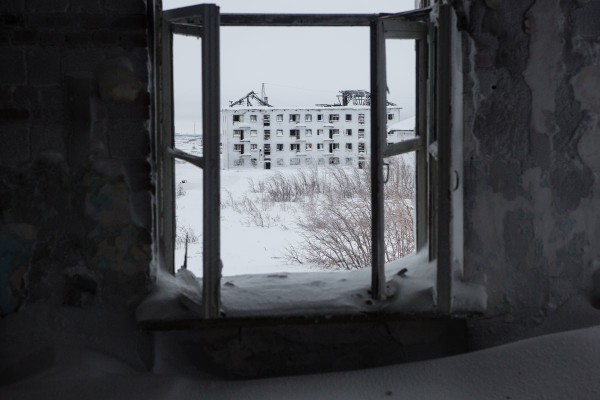 Abandoned residential buildings on the Vorkuta Ring